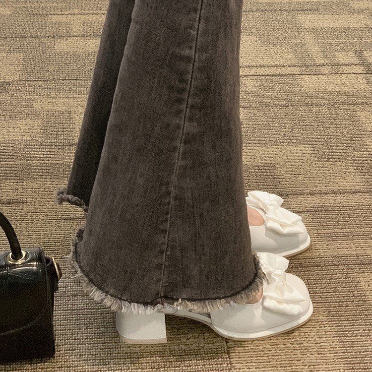 Giày Búp Bê Gót Thấp Mũi Tròn Đính Nơ Xinh Xắn Cho Nữ