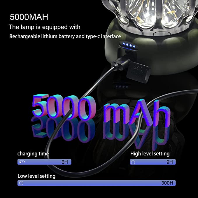 Đèn Lồng Cắm Trại Ánh Sáng Trắng Ấm Chống Thấm Nước Sạc usb