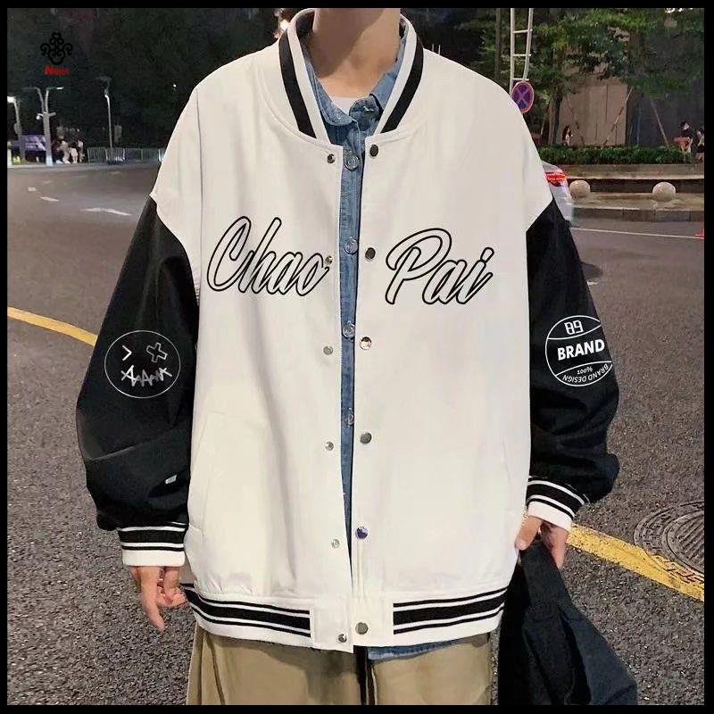Chất lượng cao O kho C D nam B Ng Ch Y Áo Khoác nam#Áo Khoác Bóng Chày Dáng Rộng Size Lớn 39 Thời Trang Mùa Thu Phong Cách Hong Kong Cho Nam