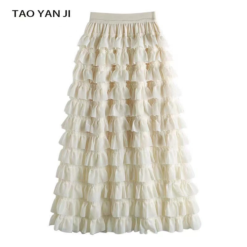 Chân Váy midi Lưng Cao Nhiều Tầng Thời Trang Hàn Quốc Cho Nữ