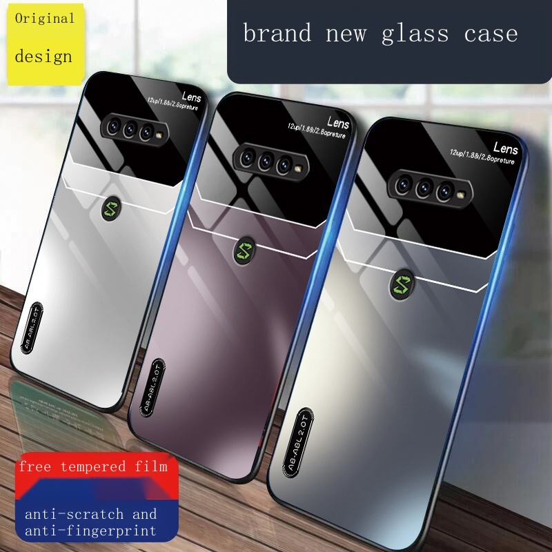 Ốp Điện Thoại Mặt Kính Cường Lực Màu Gradient Cho Xiaomi Black Shark 4 MI 4s Pro 3s 5pro RS