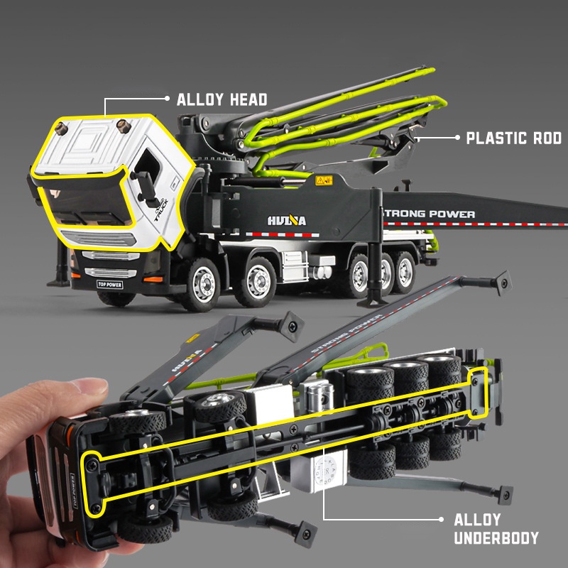 Mô Hình Xe Tải Bơm Bê Tông Bằng Hợp Kim Tỉ Lệ 1: 50