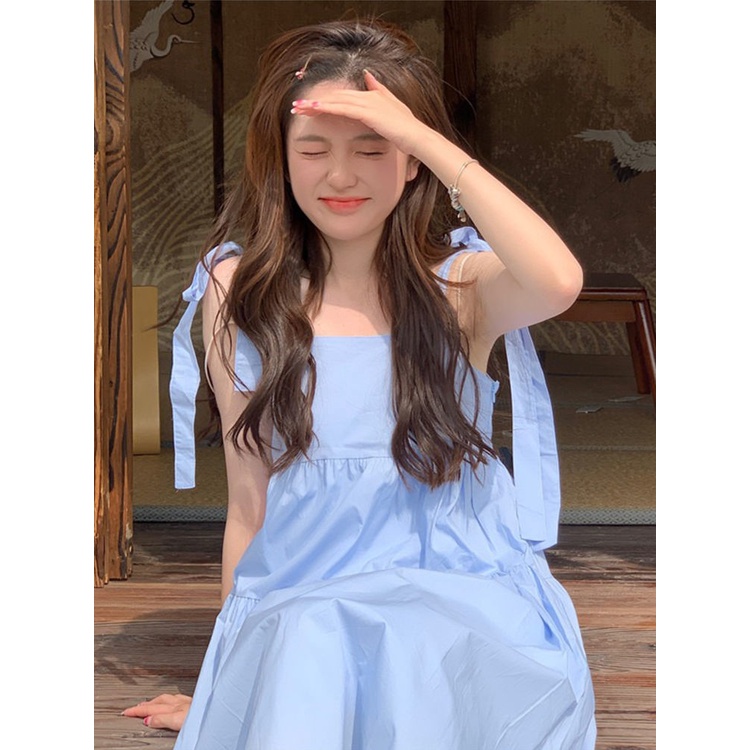 Đầm Trắng Không Tay Thắt Nơ Mùa Hè Mới Dành Cho Nữ