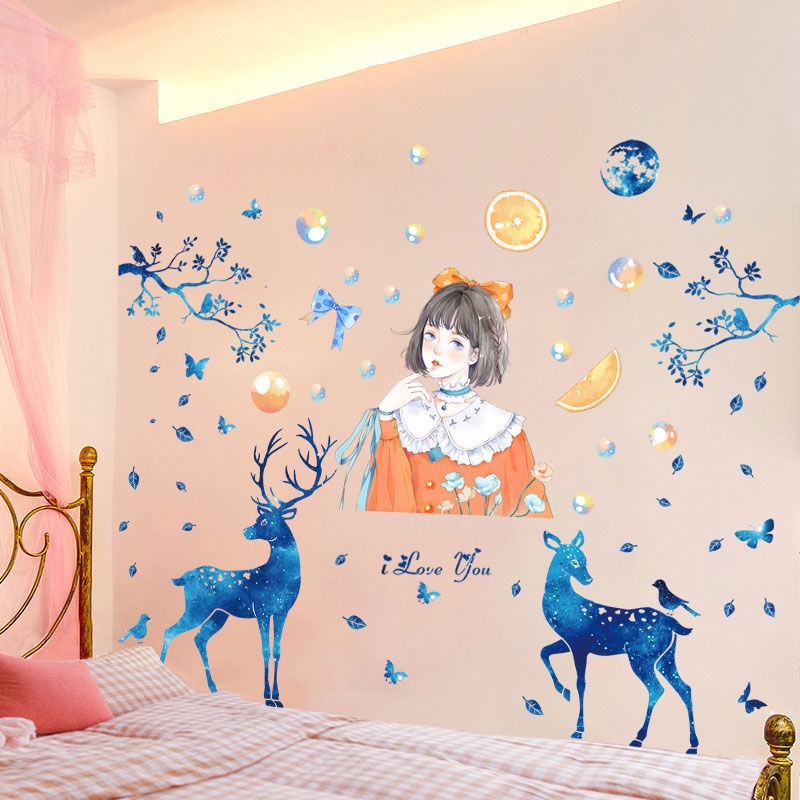 Miếng Dán Tường Tự Dính Trang Trí Phông Nền Phòng Ngủ Cho Bé Gái dán decor phòng