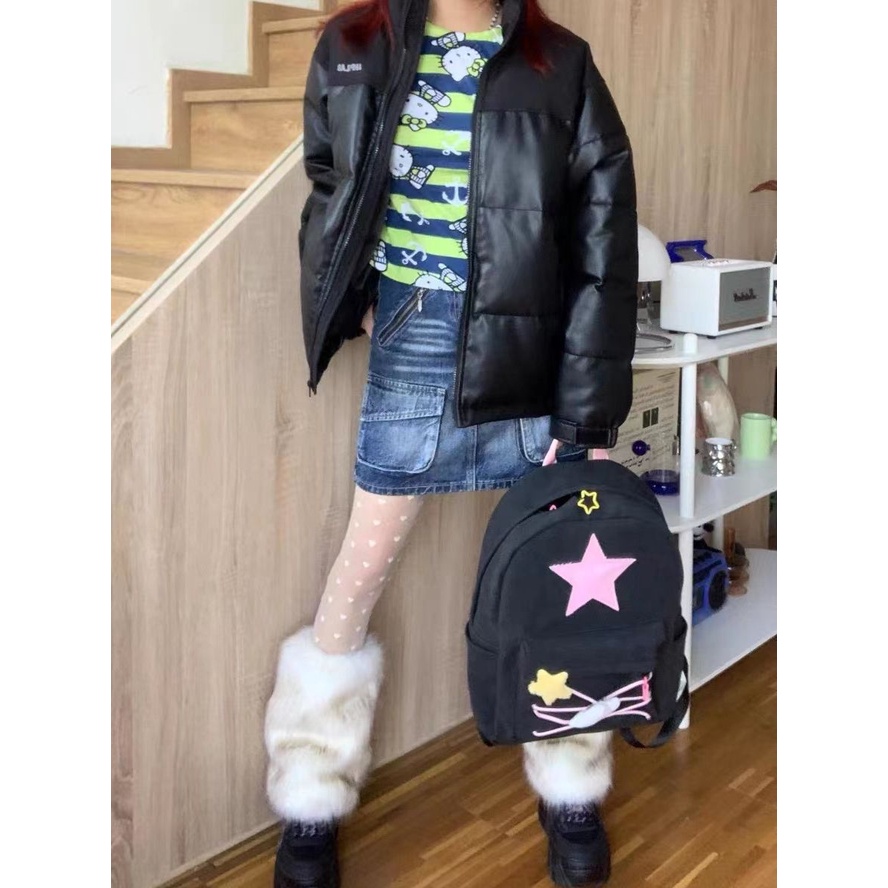 Ba Lô Đeo Vai Yabi Sức Chứa Lớn Hình Ngôi Sao Màu Hồng / Xanh Lá Có Dây Đeo Mới Ngọt Ngào Và Ngọt Ngào Cho Bé Gái Yabi