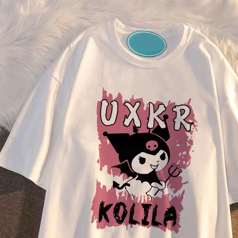 Áo Thun Tay Lỡ Dáng Rộng Phong Cách Kuromi Thời Trang Mới Cho Bé Gái