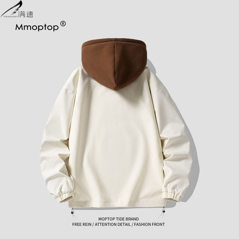 Áo Khoác Giả Hai Lớp Có Mũ Trùm Dáng Rộng Thời Trang Nhật Bản Dành Cho Nam