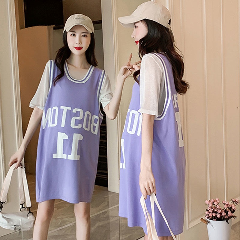 Giới Hạn Thời Gian Bán Chạy Đầm Thun Dài Đến Giữa Mẹ Bầu Tay Ngắn Phong Cách Mới Plus Size