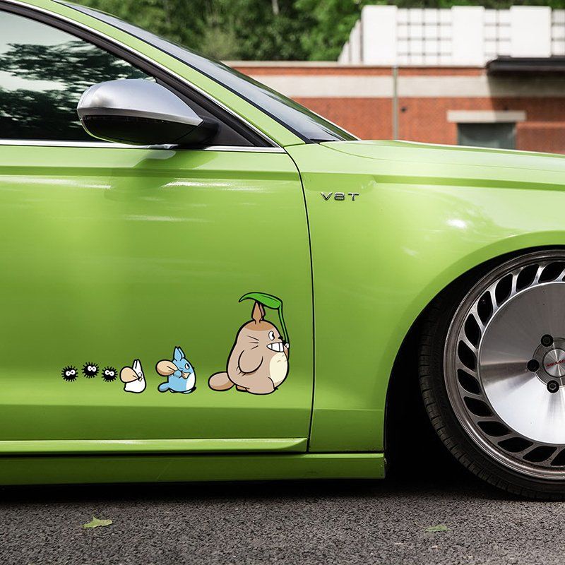 Nhãn Dán Họa Tiết Hoạt Hình Totoro Vui Nhộn Trang Trí Cửa Kính Xe Hơi