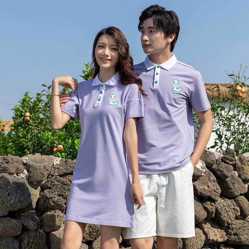 Áo Thun Gia Đình Màu Tím Tím Có Cổ Thời Trang