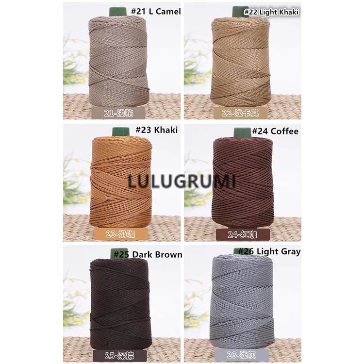 Cuộn Len Móc Dày 3mm Bằng Sợi Nylon Sáng Bóng PP Rỗng Dành Cho Túi Macrame ,chet