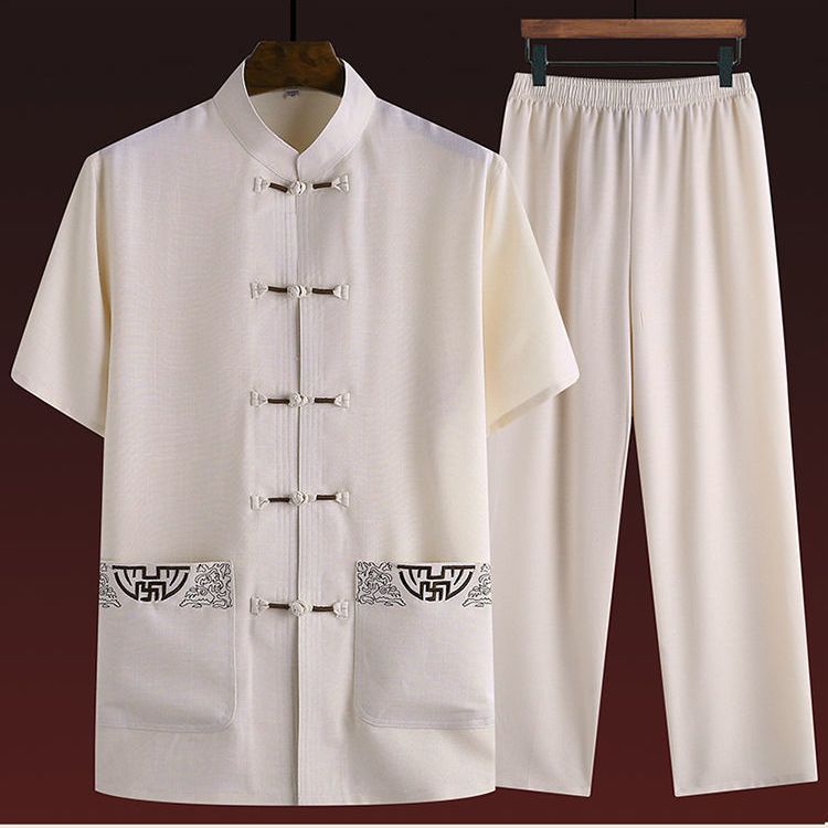 Bộ Quần Áo Ngắn Tay Phong Cách Trung Hoa Cho Đàn Ông Trung Niên