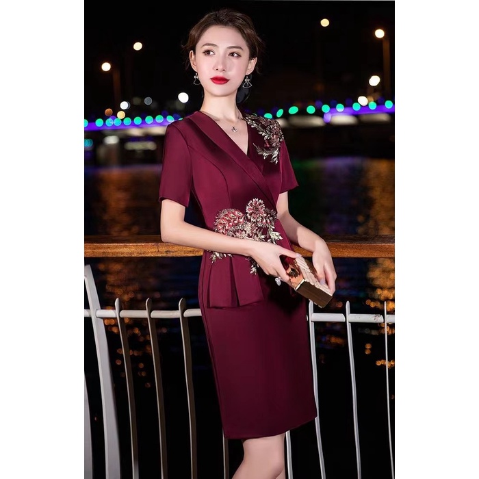 Đầm Cưới Tay Ngắn Thêu Hoa Thời Trang Cao Cấp Sang Trọng Cho Nữ