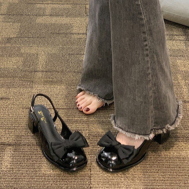 Giày Búp Bê Gót Thấp Mũi Tròn Đính Nơ Xinh Xắn Cho Nữ