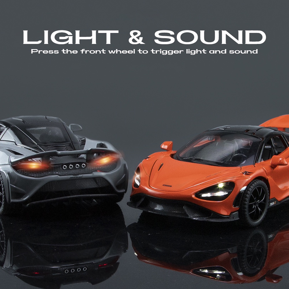 Mô Hình Xe Hơi Mclaren 765LT Bằng Hợp Kim Có Đèn Và Âm Thanh Tỉ Lệ 1: 32