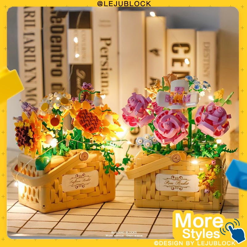 【LEJUBLOCK】bó hoa xây dựng khối hoa đồ chơi cho trẻ em quà sinh nhật quà cho bạn gái hoa hồng nanoblock hoa hướng dương Trò chơi lắp hình Hoa anh đào phong lan cây cảnh hoa giả trang trí nhà bình cây xương rồng người mẫu giỏ hoa ngày lễ tình nhân