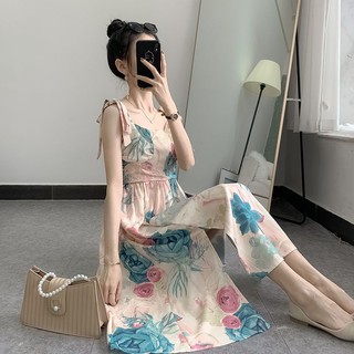 Đầm Hai Dây Họa Tiết Tranh Sơn Dầu Phong Cách Mới Mùa Hè Cho Nữ