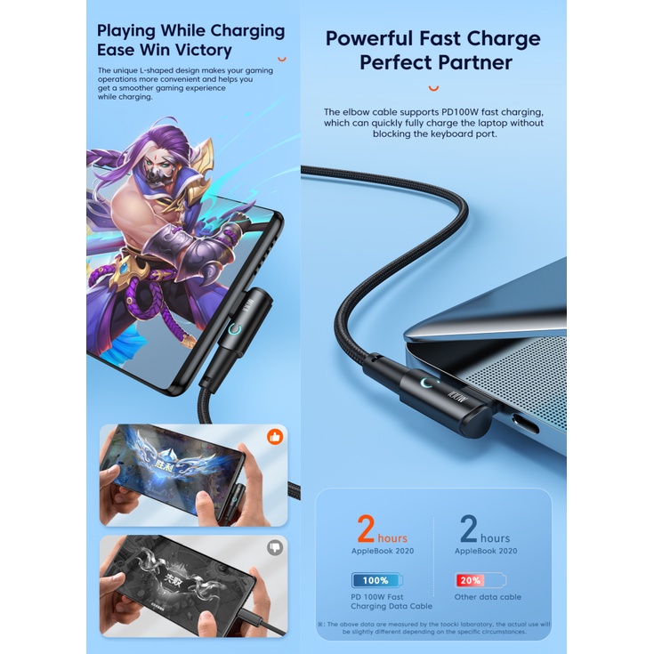 Dây Cáp Sạc Nhanh USB C Sang Type C 100W PD Cho POCO Samsung 90 Độ 5A