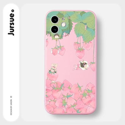 Ốp lưng JURSUE mềm trơn hình dễ thương đẹp độc lạ Cho iPhone 15 14 13 12 11 Pro Max SE 2020 X XR XS 8 7 ip 6S 6 Plus Y3189