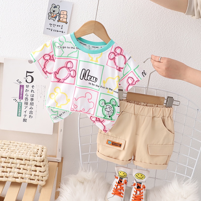 Bộ Quần Áo Ngắn Tay Thời Trang Mùa Hè Hàn Quốc Cho Bé