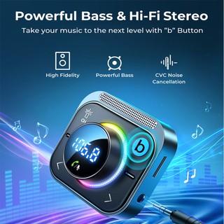 Multifunctional Car Bluetooth Transmitter and FM Transmitter with MP3 Player Support TF Memory Card Dual QC3.0 USB Port and Type-c fast charger