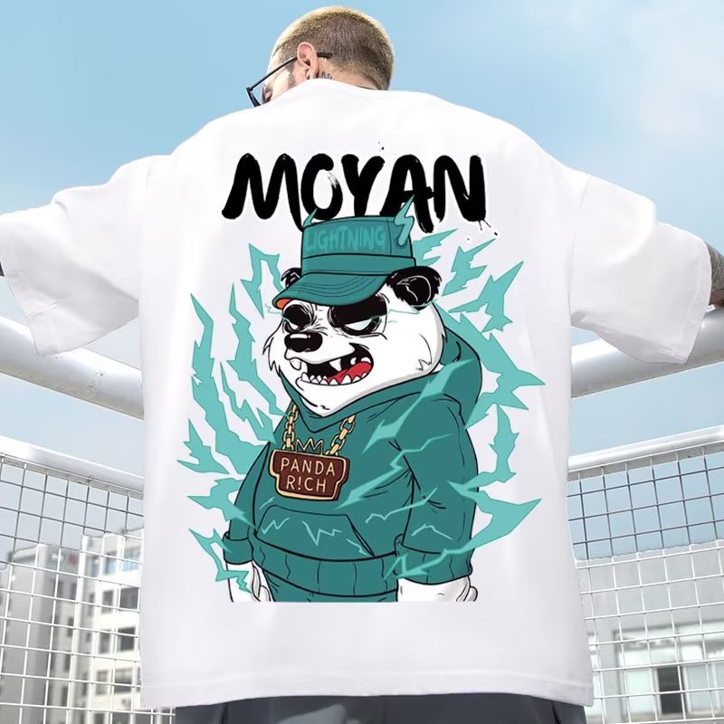 Áo Thun Tay Ngắn Cổ Tròn In Hình Gấu Trúc Hoạt Hình Dễ Phối Đồ Thời Trang Unisex