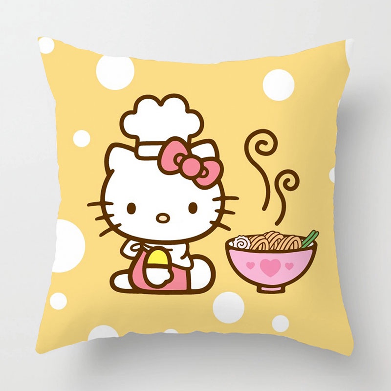 Vỏ Gối Vuông 45 * 45cm In Hình Hello Kitty Đáng Yêu