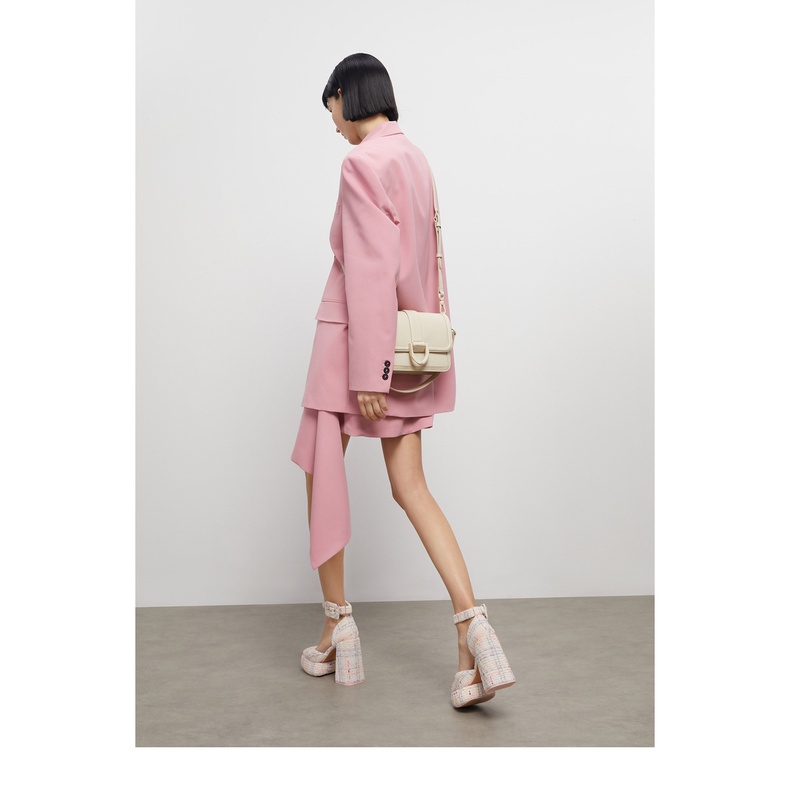 Charles and KEITH23 Xuân Hè / Mới SL2-80840528 Túi Đeo Chéo Nhỏ Hình Vuông Trang Trí Nút Thời Trang Cho Nữ