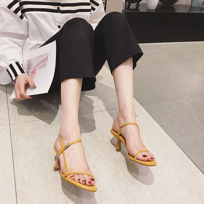 Sandal Cao Gót Màu Vàng Mới Dành Cho Nữ AA41146 2023