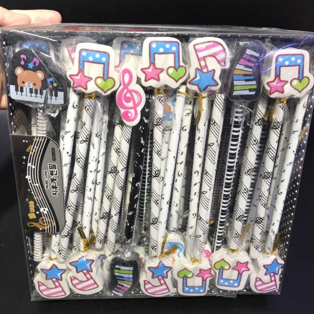 Bút Chì Gỗ Kèm Đầu Tẩy Hình Nốt nhạc, Piano, Guitar Siêu Ngộ Nghĩnh Đáng Yêu