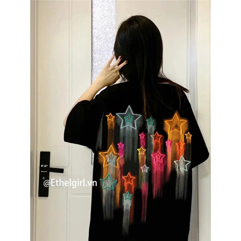 Ethelgirl Áo Thun Tay Ngắn In Hình Ngôi Sao Thời Trang Hàn Quốc Cho Nữ