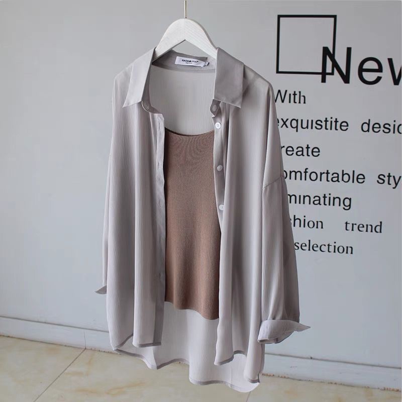 Áo Khoác Cardigan chiffon Mỏng Dáng Rộng Tay Dài Mềm Mại Thời Trang Mùa Hè Cho Nữ