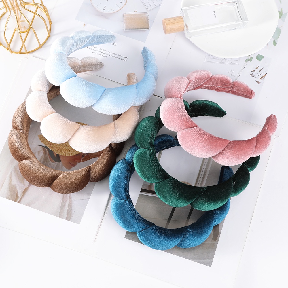 Băng Đô Vải Nhung Màu Trơn Phong Cách Hàn Quốc Cho Nữ