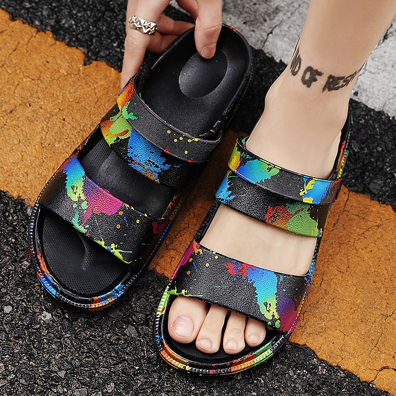 Dép Đi Biển Thoáng Khí In Họa Tiết Graffiti Thời Trang Mùa Hè 2023 Cho Nam
