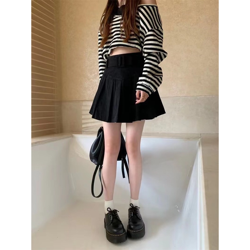 NUZIRO Đầm Nhung Kẻ Dáng Chữ A Eo Cao Dáng Rộng Phong Cách Vintage Thời Trang Dành Cho Nữ