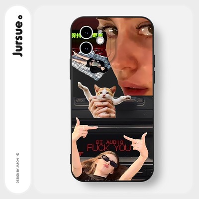 Ốp lưng JURSUE mềm chống bẩn hình độc lạ ngầu đen Cho iPhone 17 16 15 14 13 12 11 Pro Max SE 2020 X XR XS ip 8 7 Plus Y3171