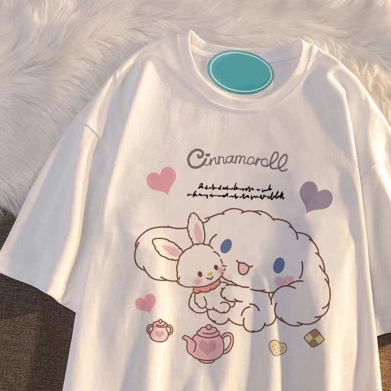 Áo Thun Tay Lỡ Dáng Rộng Phong Cách Kuromi Thời Trang Mới Cho Bé Gái