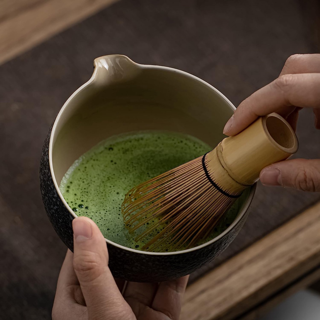 Bộ Dụng Cụ Pha Trà Matcha Matcha Kèm Giá Đỡ Muỗng Khuấy Tiện Dụng 1 Bộ Ấm Trà Nhật Bản  + 2 Tách , S1,C Hộp Màu Xám Than Góii
