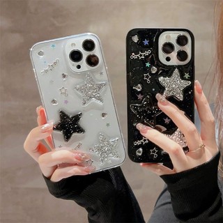 Ốp Điện Thoại TPU Dẻo Đính Ngôi Sao Lấp Lánh Thời Trang Cho iphone 14 Pro Max 13 Pro Max 12 Pro Max