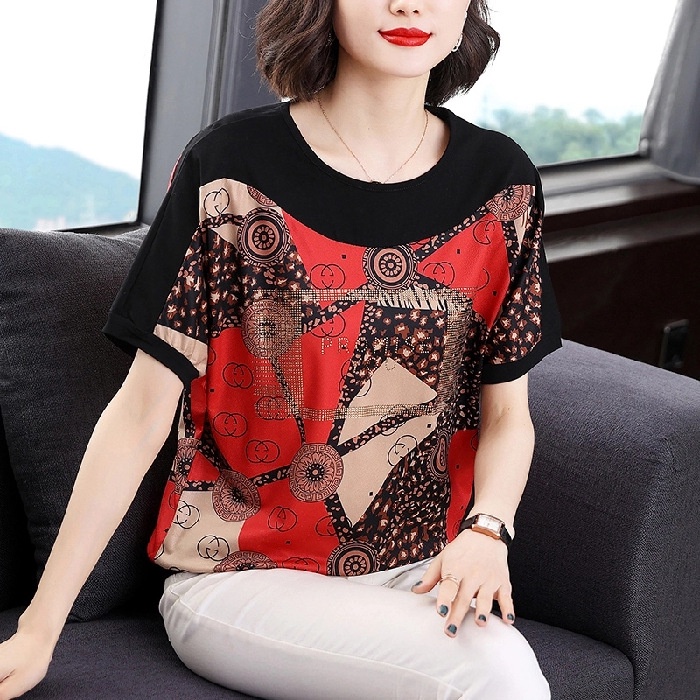 Áo trung niên nữ ngắn tay đẹp cho mẹ A15, shop thời trang cho người lớn tuổi U40 U50 U60 U70 U80 cao cấp Bigsize giá rẻ