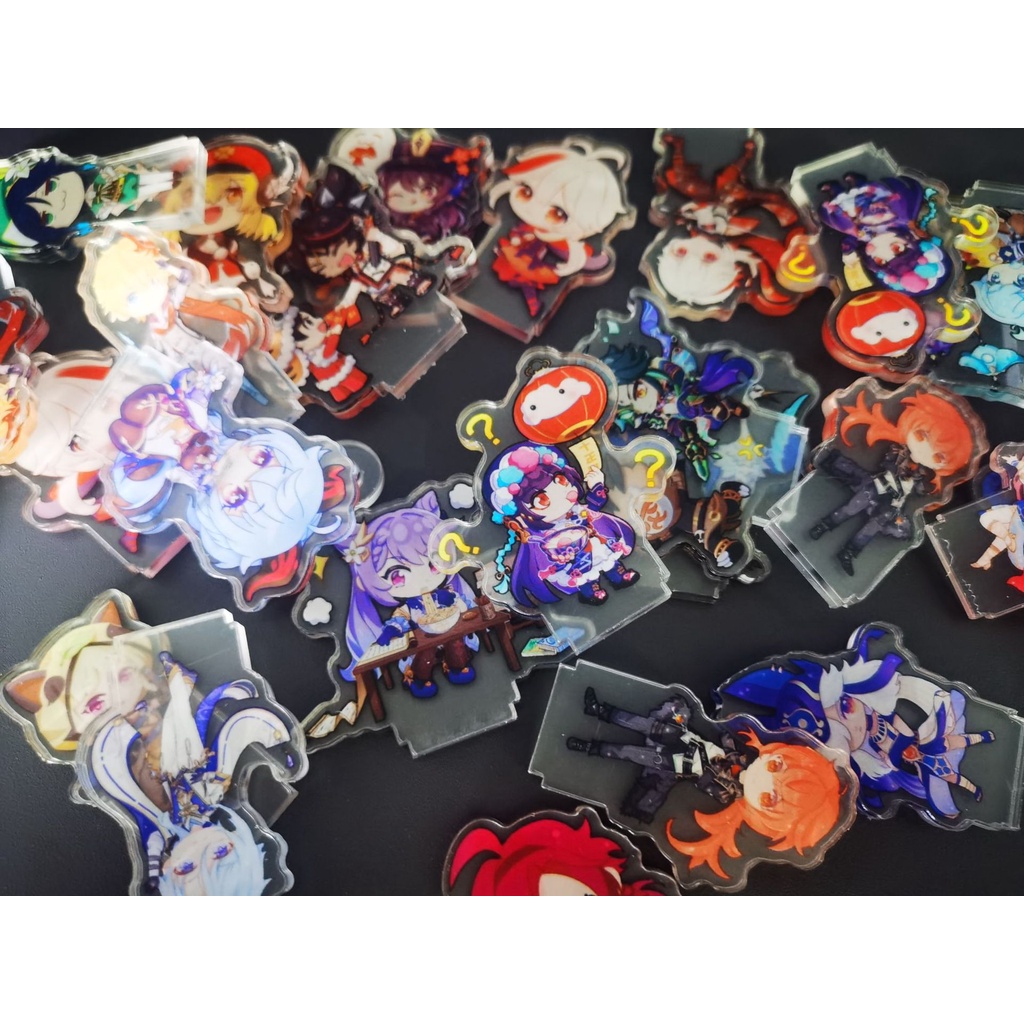 1 Mô Hình Nhân Vật Game Genshin Va Chạm Zhongli Diluc Venti Paimon Bằng acrylic 6cm Để Bàn Trang Trí