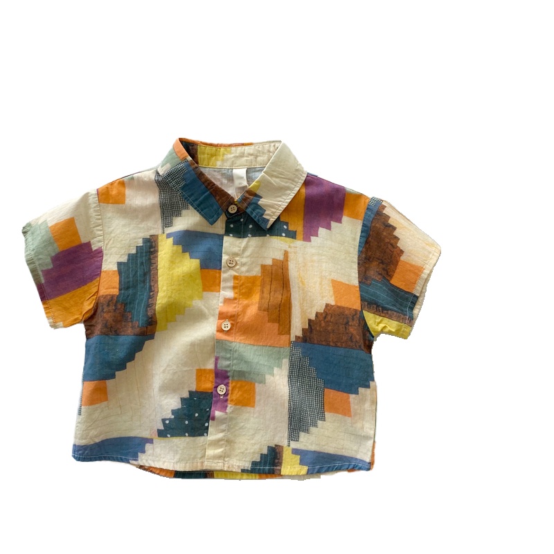 Bộ Áo Sơ Mi Ngắn Tay + Quần Đùi Phong Cách Hàn Quốc Thời Trang Mùa Hè Mới Cho Bé Trai