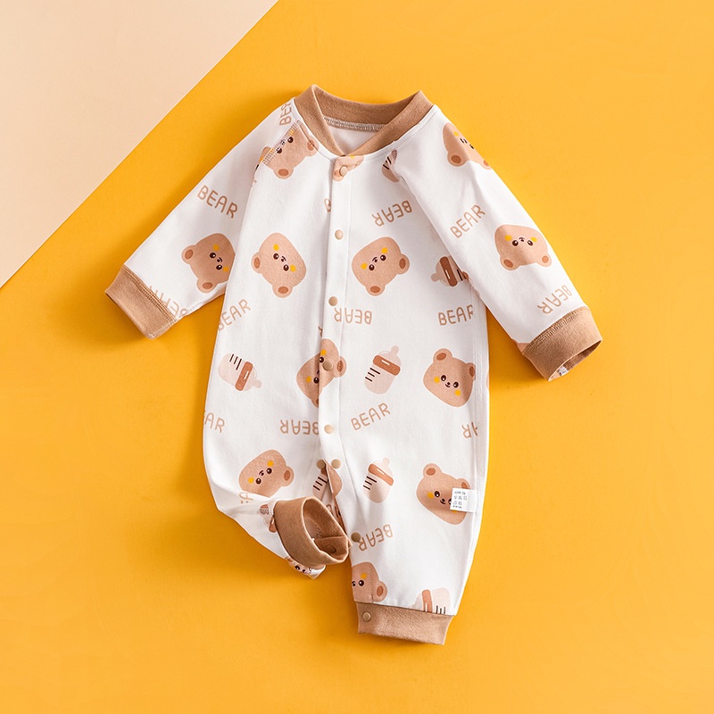 Bộ áo liền quần LUCKYCANDY bằng cotton mềm giữ ấm mùa đông dành cho bé 0-18 tháng tuổi