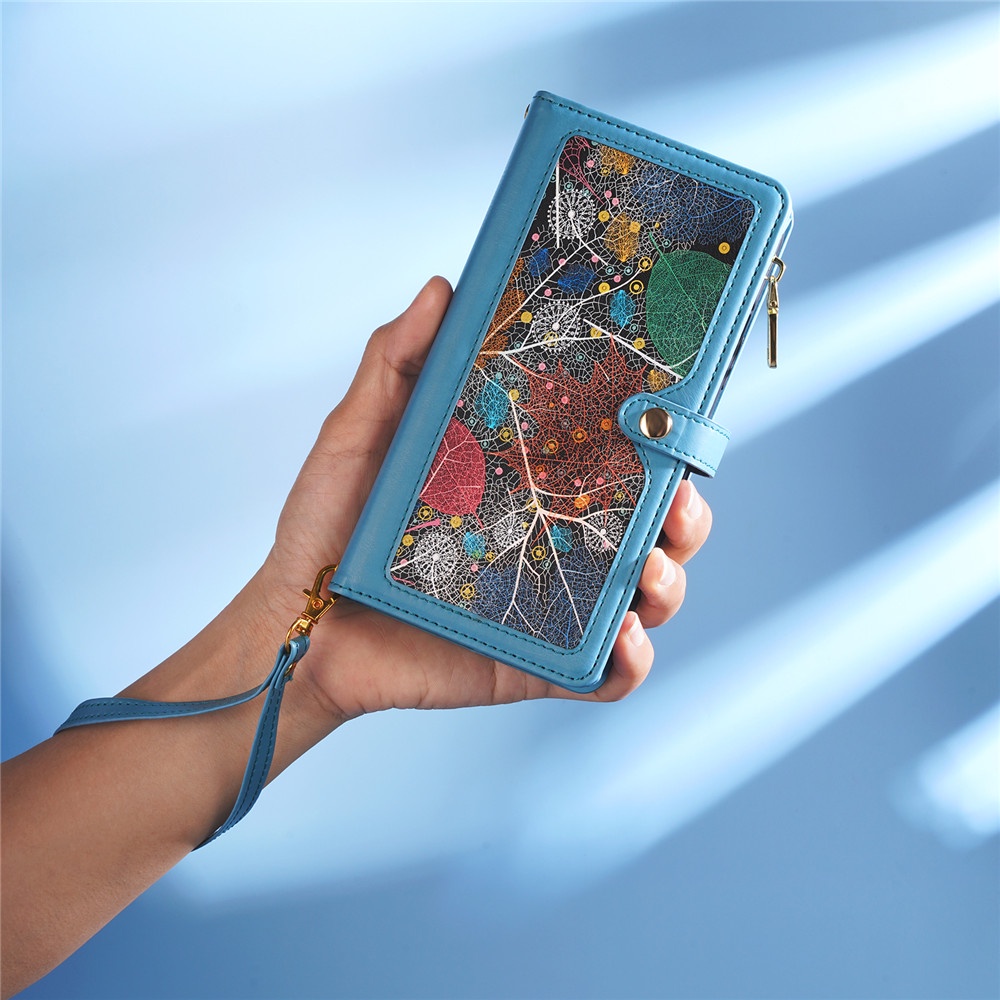 Từ Dây Kéo Ví Ốp Điện Thoại Cho iPhone 15 14 Pro Max 11 12 13 Pro Max Xs Max Xr X Cao Cấp Vintage Da Hoa Sang Trọng Ví Đựng Thẻ Dây Đeo Tay Thiết Kế Bìa Sách