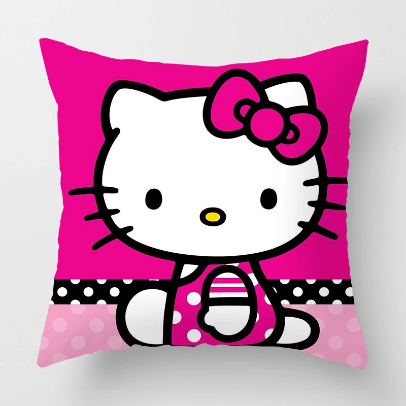 Vỏ Gối Vuông 45 * 45cm In Hình Hello Kitty Đáng Yêu