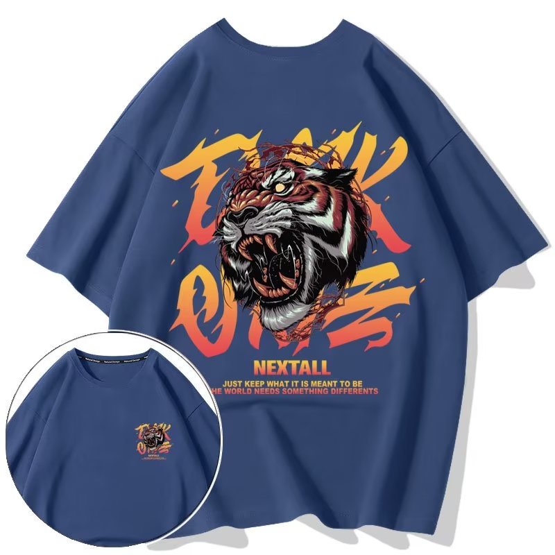 M-8XL Áo Thun Unisex In Hình Đầu Hổ Bằng Vải Mềm Kích - Myndi_clothes - Áo Phông Form Rộng Chất Cotton Thoáng Mát Mặc Đi Chơi, Đi Tập Thể Thao