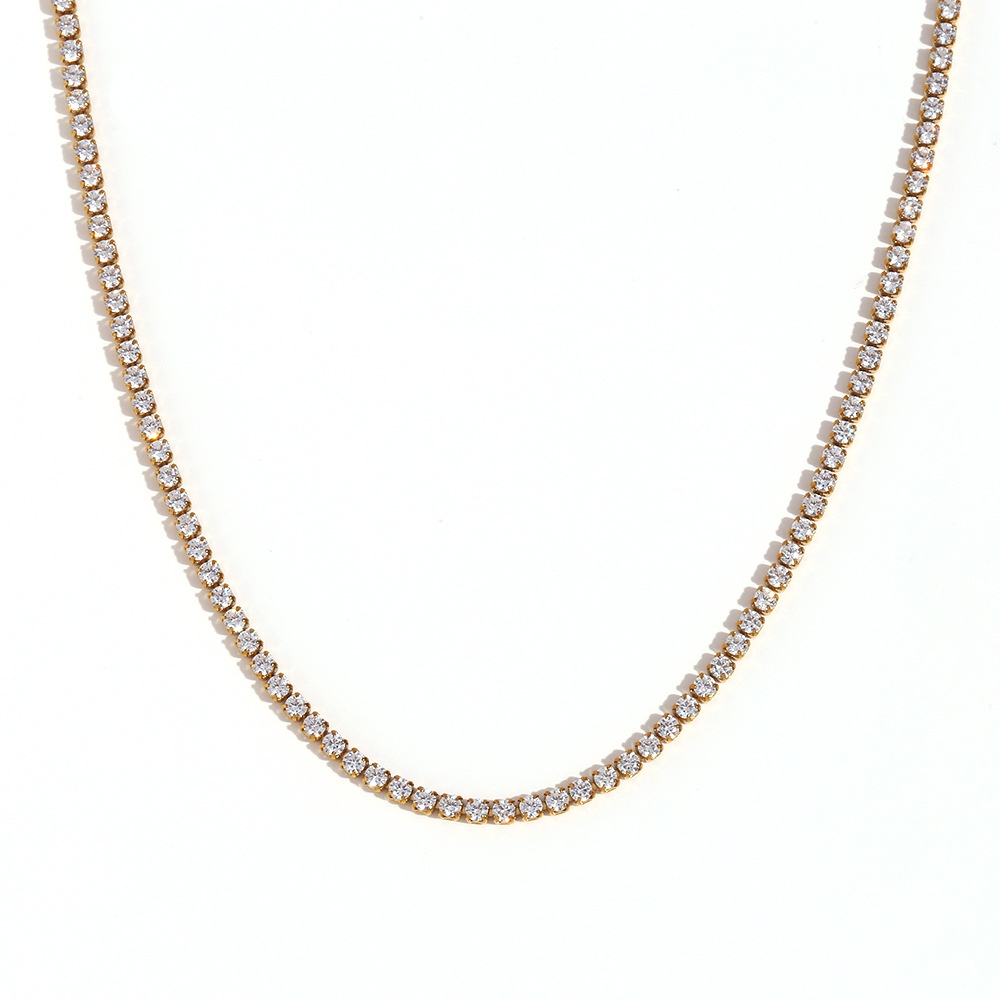 Dây Chuyền 2mm 40cm Bằng Thép Không Gỉ Đính Đá Zircon Sang Trọng Thời Trang Cho Nữ