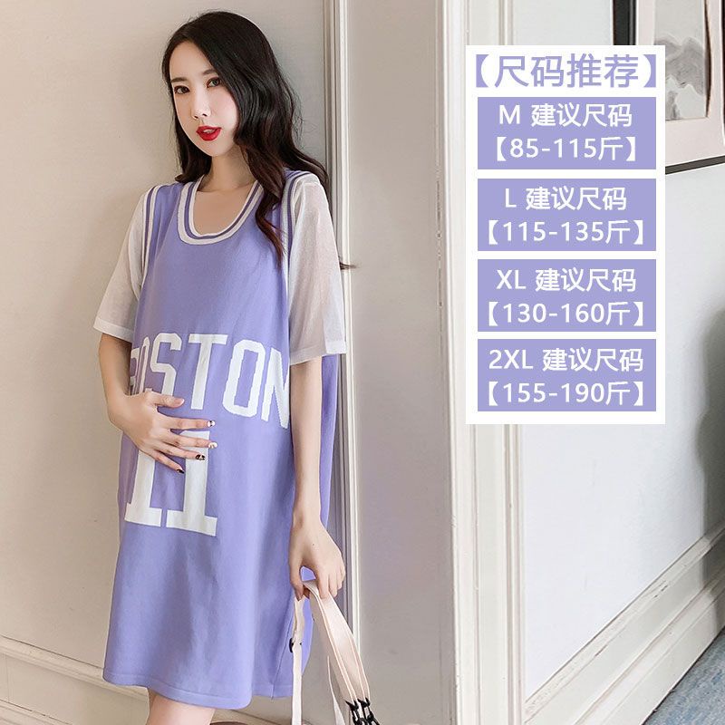 Giới Hạn Thời Gian Bán Chạy Đầm Thun Dài Đến Giữa Mẹ Bầu Tay Ngắn Phong Cách Mới Plus Size