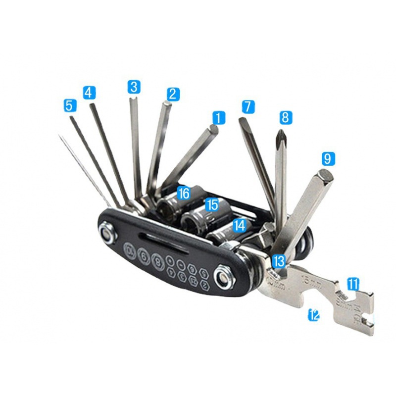 Bộ lục giác đa năng - phụ kiện sửa xe 16 in 1 - Bộ Lục Giác Lắp Giáp, Sửa Chữa Xe Đạp