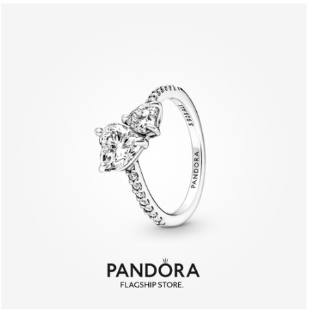 Nhẫn Pandora Trái Tim Đôi Lấp Lánh